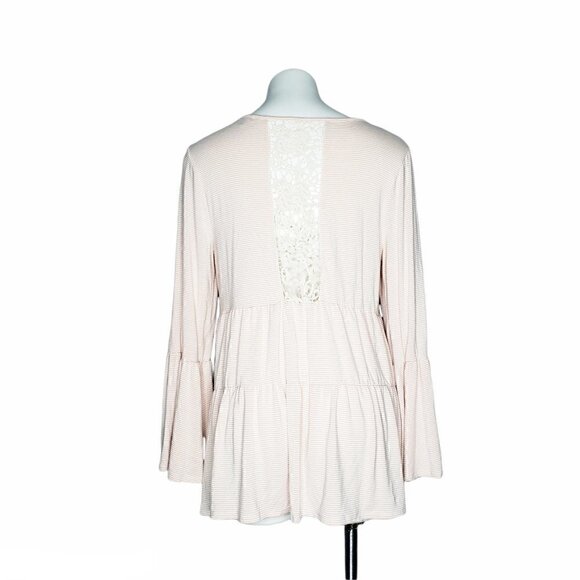 Hannah Striped Bell Sleeve Blouse Crochet Back - Picture 2 of 2